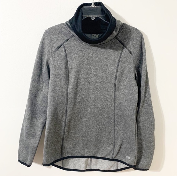 Champion Duo Dry Long Sleeve Turtleneck Pullover Sweatshirt Hi Lo Contrasting - Picture 1 of 9